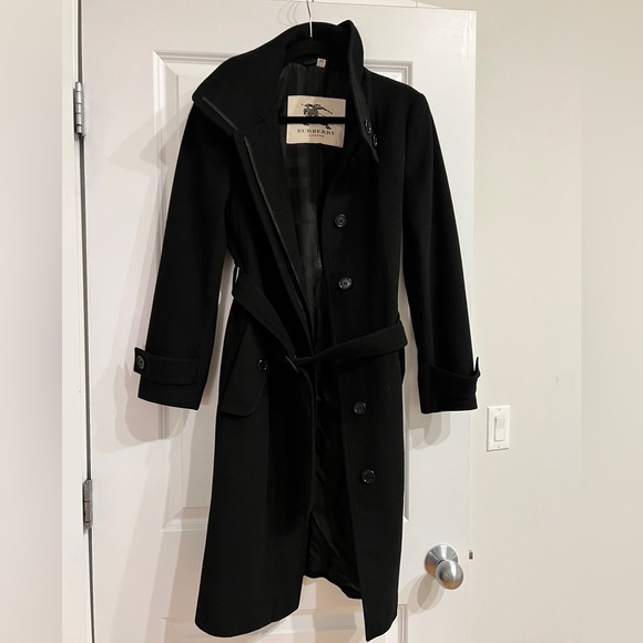Burberry Black Wool Belted Mid-Length Coat - Picture 2 of 16